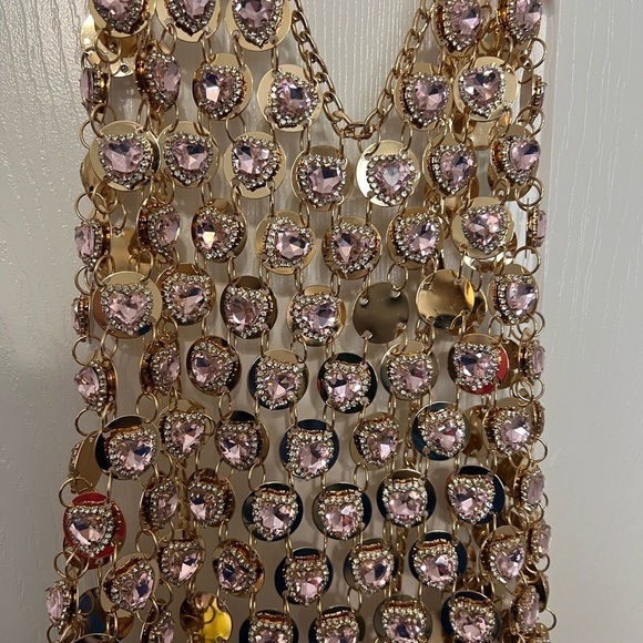 New Kelsey Chainmail Dress in Pink & Gold - Picture 11 of 13